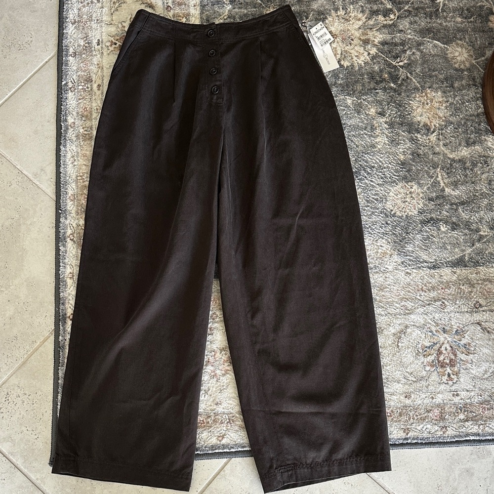 Treasure & Bond Nordstrom Brown Baggy Elephant Wide-Leg Button-Front Pants
